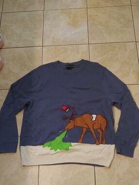 Alex Stevens Reindeer Hangover Ugly Christmas Sweater Men's Size X